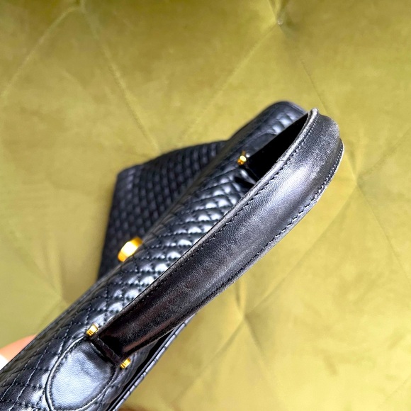 VTG Bally Black Quilted Leather Satchel Gold Hardware - Picture 3 of 13